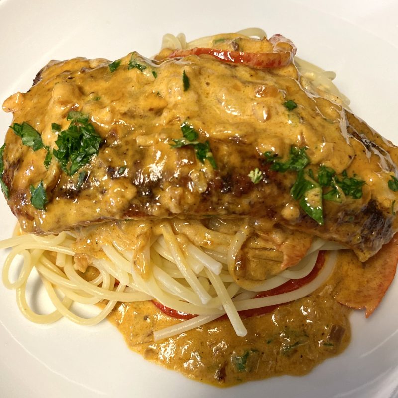 Blackened Salmon Alla Vodka, hold the vodka Asili Glam