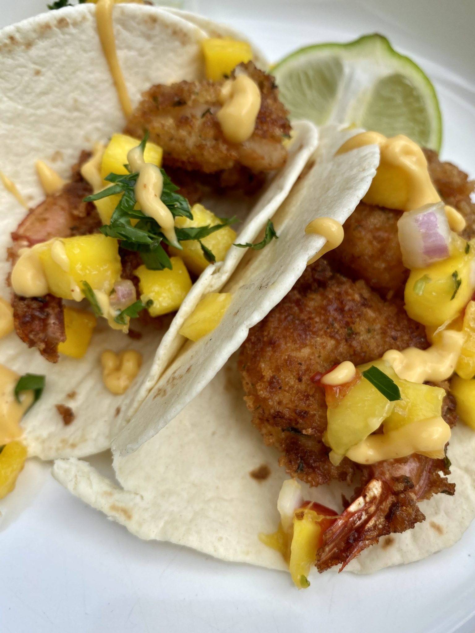 Buttermilk Fried Shrimp Tacos with Mango Salsa Asili Glam