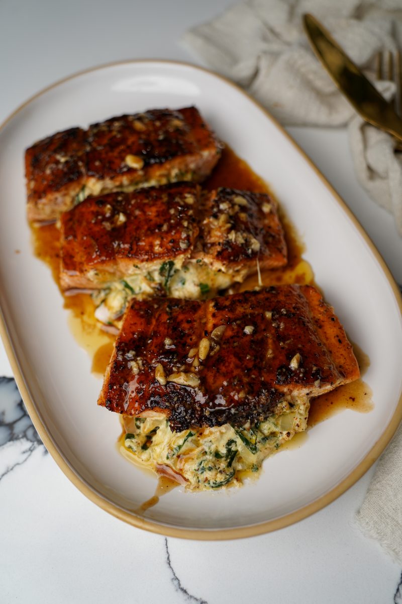 Stuffed Salmon with spinach and cream cheese - Asili Glam