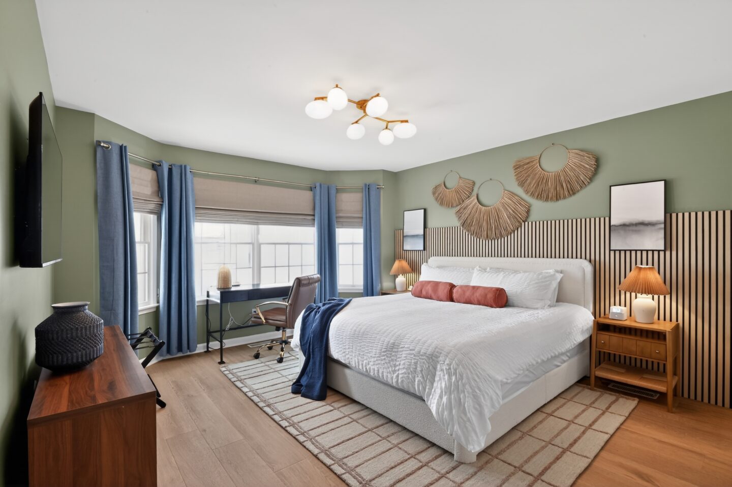 Coastal primary bedroom in Atlantic City Airbnb